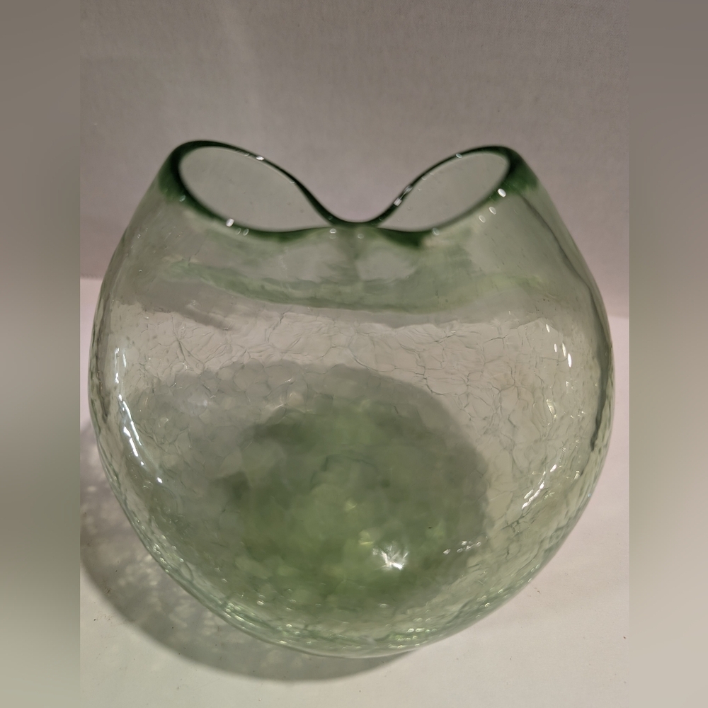 Bischoff Crackle Glass Pinch Vase